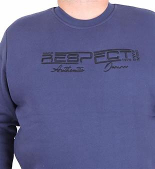Starbattal Erkek Büyük Beden Sıfır Yaka 3ip Sweat Respect 24205 INDIGO