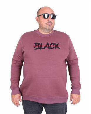 Starbattal Erkek Büyük Beden Sıfır Yaka 3ip Sweat Black 24202 Eflatun