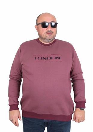 Starbattal Erkek Büyük Beden Sıfır Yaka 3ip Sweat London 24208 Eflatun