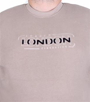 Starbattal Erkek Büyük Beden Sıfır Yaka 3ip Sweat London 24208 CAMEL