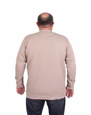 Starbattal Erkek Büyük Beden Sıfır Yaka 3ip Sweat Respect 24205 CAMEL