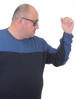 Starbattal Erkek Büyük Beden Sıfır Yaka Çift Renk Triko Kazak 23751 INDIGO