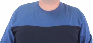 Starbattal Erkek Büyük Beden Sıfır Yaka Çift Renk Triko Kazak 23751 INDIGO