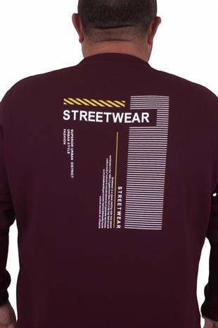 Starbattal Erkek Büyük Beden Sıfır Yaka Sweat Streetwear 23206 MURDUM