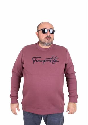 Starbattal Erkek Büyük Beden Sıfır Yaka Sweat Twenty 24200 Eflatun