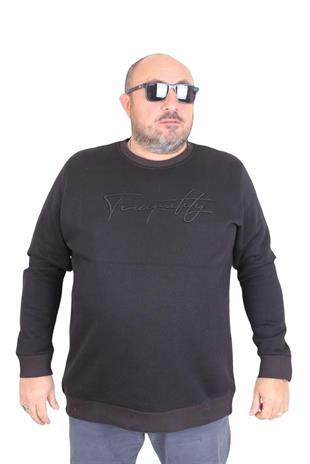 Starbattal Erkek Büyük Beden Sıfır Yaka Sweat Twenty 24200 SIYAH