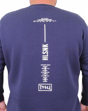 Starbattal Erkek Büyük Beden Sıfır Yaka Sweat Hlsnk 23204 INDIGO