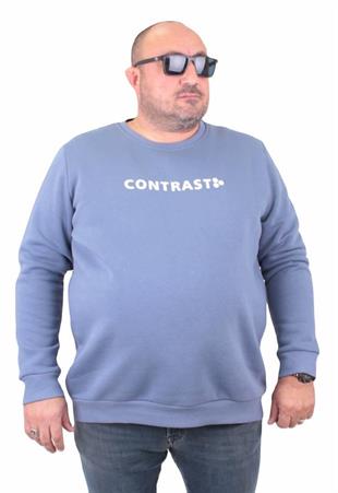 Starbattal Erkek Büyük Beden Sıfır Yaka Sweat Bless 23205 MAVI