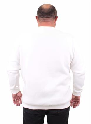 Starbattal Erkek Büyük Beden Sıfır Yaka Sweat Conture Club 23203 EKRU