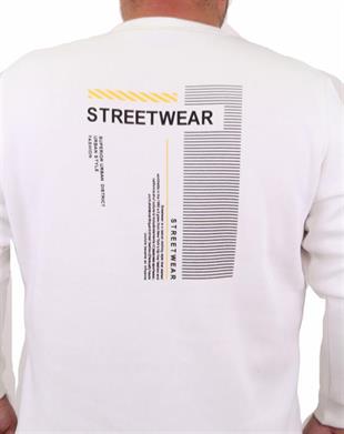 Starbattal Erkek Büyük Beden Sıfır Yaka Sweat Streetwear 23206 EKRU