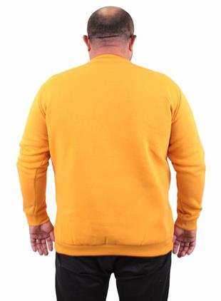 Starbattal Erkek Büyük Beden Sıfır Yaka Sweat Only Free 23202 HARDAL