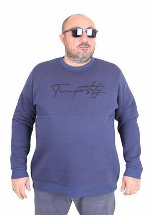 Starbattal Erkek Büyük Beden Sıfır Yaka Sweat Twenty 24200 INDIGO