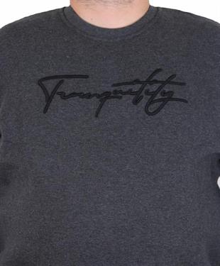 Starbattal Erkek Büyük Beden Sıfır Yaka Sweat Twenty 24200 ANTRASİT MELANJ