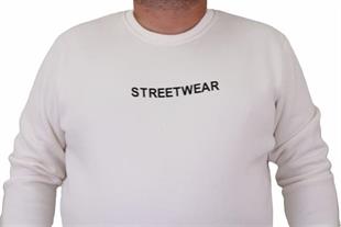 Starbattal Erkek Büyük Beden Sıfır Yaka Sweat Streetwear 23206 EKRU