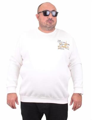 Starbattal Erkek Büyük Beden Sıfır Yaka Sweat Conture Club 23203 EKRU