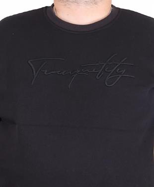 Starbattal Erkek Büyük Beden Sıfır Yaka Sweat Twenty 24200 SIYAH