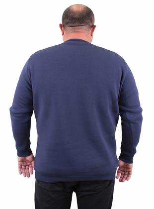 Starbattal Erkek Büyük Beden Sıfır Yaka Sweat Only Free 23202 INDIGO