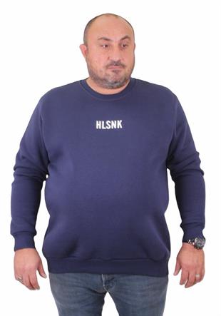 Starbattal Erkek Büyük Beden Sıfır Yaka Sweat Hlsnk 23204 INDIGO