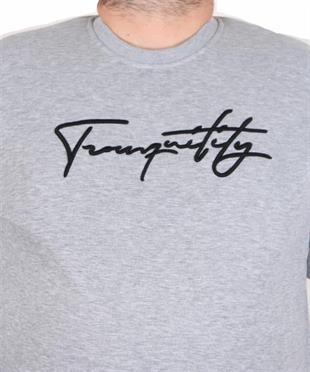 Starbattal Erkek Büyük Beden Sıfır Yaka Sweat Twenty 24200 GRI MELANJ