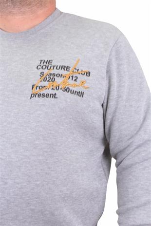 Starbattal Erkek Büyük Beden Sıfır Yaka Sweat Conture Club 23203 GRI MELANJ