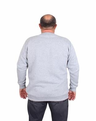 Starbattal Erkek Büyük Beden Sıfır Yaka Sweat Twenty 24200 GRI MELANJ