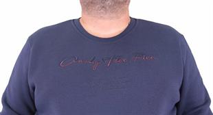 Starbattal Erkek Büyük Beden Sıfır Yaka Sweat Only Free 23202 INDIGO