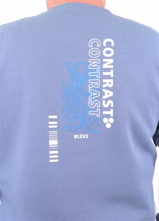 Starbattal Erkek Büyük Beden Sıfır Yaka Sweat Bless 23205 MAVI