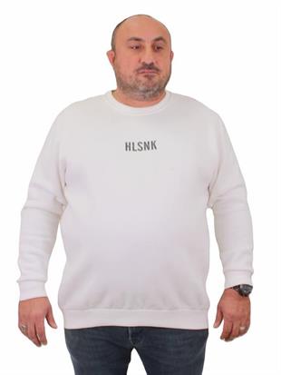 Starbattal Erkek Büyük Beden Sıfır Yaka Sweat Hlsnk 23204 EKRU
