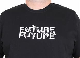 Starbattal Erkek Büyük Beden Sıfır Yaka Tişört The Future 25138 SIYAH
