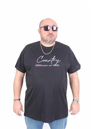Starbattal Erkek Büyük Beden Sıfır Yaka Tişört Country 25174 SIYAH