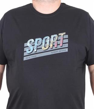 Starbattal Erkek Büyük Beden Sıfır Yaka Tişört Sport 25162 SIYAH