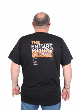 Starbattal Erkek Büyük Beden Sıfır Yaka Tişört The Future 25138 SIYAH