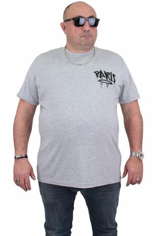 Starbattal Erkek Büyük Beden Sıfır Yaka Tişört Paris 24129 GRI MELANJ