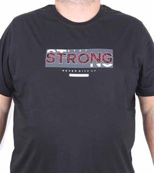 Starbattal Erkek Büyük Beden Sıfır Yaka Tişört Strong 25167 SIYAH