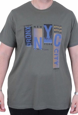 Starbattal Erkek Büyük Beden Sıfır Yaka Tişört The Bronx Street 26137 HAKI