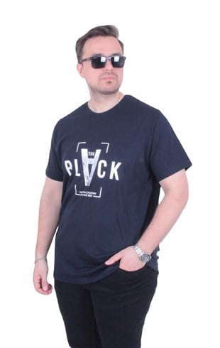 Starbattal Erkek Büyük Beden Sıfır Yaka Tişört Black 26135 LACIVERT