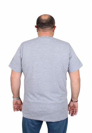 Starbattal Erkek Büyük Beden Sıfır Yaka Tişört Surf 25144 GRI MELANJ