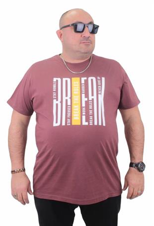 Starbattal Erkek Büyük Beden Sıfır Yaka Tişört Break 23178 Eflatun