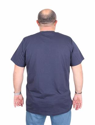 Starbattal Erkek Büyük Beden Sıfır Yaka Tişört Lets Go 25161 LACIVERT