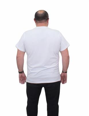 Starbattal Erkek Büyük Beden Sıfır Yaka Tişört Motor City 24141 BEYAZ