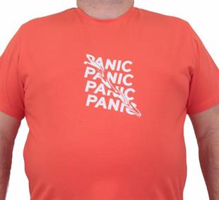 Starbattal Erkek Büyük Beden Sıfır Yaka Tişört Panic 24135 Nar Çiçeği
