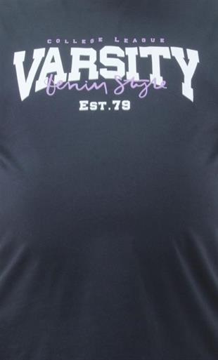 Starbattal Erkek Büyük Beden Sıfır Yaka Tişört Varsity 23184 LACIVERT