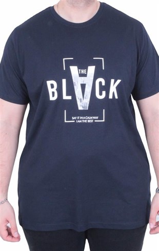 Starbattal Erkek Büyük Beden Sıfır Yaka Tişört Black 26135 LACIVERT