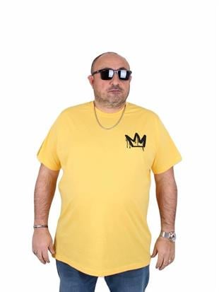 Starbattal Erkek Büyük Beden Sıfır Yaka Tişört King 25141 SARI