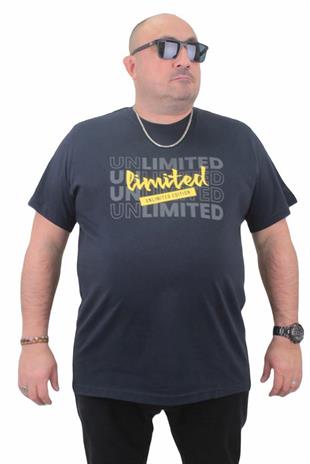 Starbattal Erkek Büyük Beden Sıfır Yaka Tişört Unlimited 23177 LACIVERT