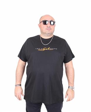 Starbattal Erkek Büyük Beden Sıfır Yaka Tişört Lets Get Going 25175 SIYAH