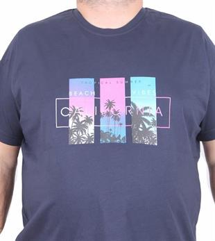 Starbattal Erkek Büyük Beden Sıfır Yaka Tişört California 25145 LACIVERT