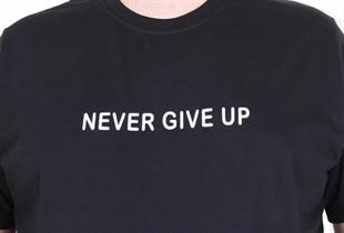 Starbattal Erkek Büyük Beden Sıfır Yaka Tişört Never Give Up 25140 SIYAH