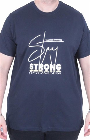 Starbattal Erkek Büyük Beden Sıfır Yaka Tişört Strong 26131 LACIVERT