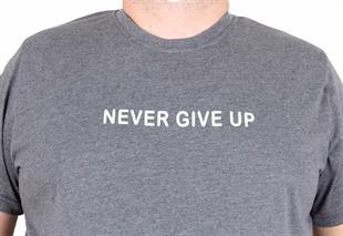 Starbattal Erkek Büyük Beden Sıfır Yaka Tişört Never Give Up 25140 ANTRASİT MELANJ